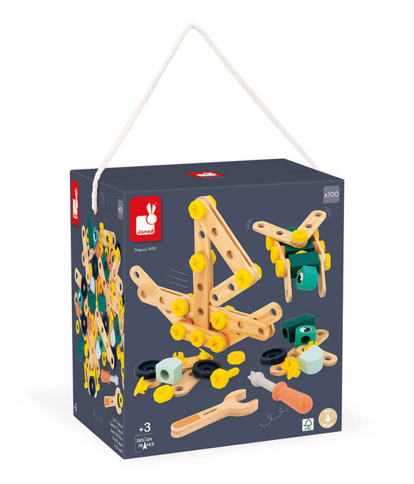 Zestaw konstruktora 100 elementów z drewna Brico'kids J06454 Janod