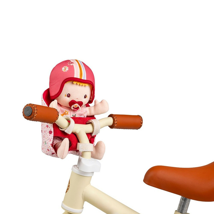 Lalka Dzidziuś Lena w foteliku rowerowym Lilliputiens 83633 z kamizelką i kaskiem na wycieczki i do przytulania