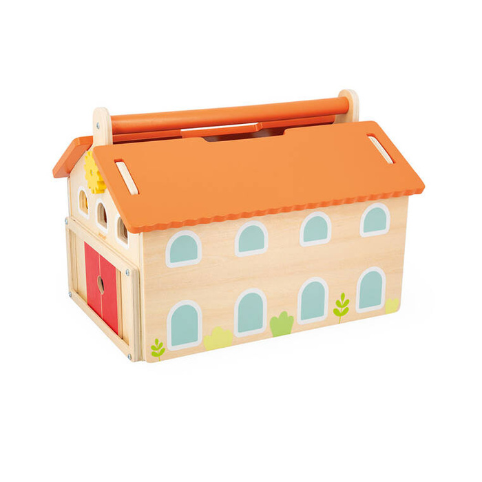 Drewniana farma z otwieranym dachem i figurkami Janod J03318 zabawki edukacyjne