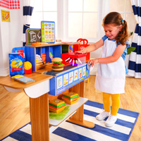 Drewniana restauracja 2w1 Stanowisko małego szefa kuchni KidKraft KK20256 z światłem i dźwiękiem