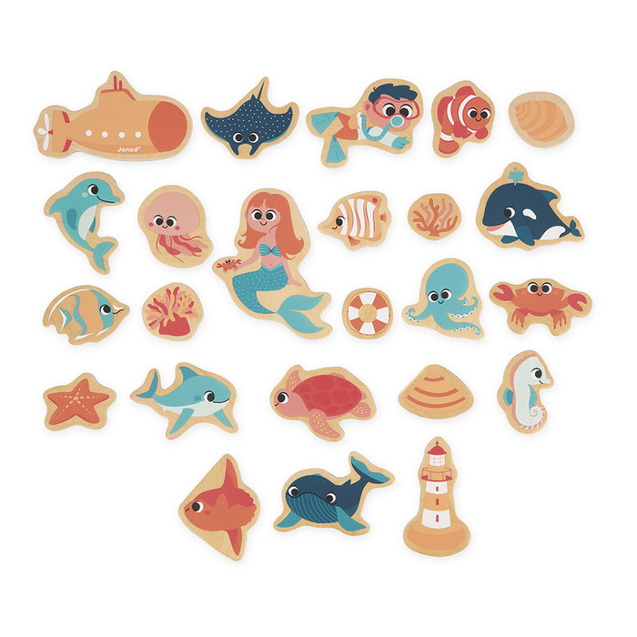 Magnesy drewniane Podwodny świat 24 szt. Janod J09649