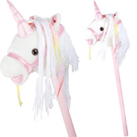 Koń na kiju Biały jednorożec 10279-Small Foot, zabawki pluszowe