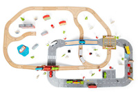 Kolejka drewniana i droga miejska 105 elementów Bigjigs Rail BJT032