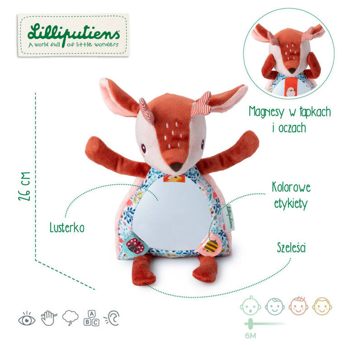 Przytulanka aktywizująca z lusterkiem A kuku Sarenka Stella Lilliputiens 83551