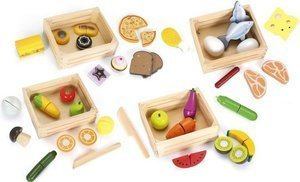 Zestaw drewnianych artykułów spożywczych Skrzyneczki rozmaitości