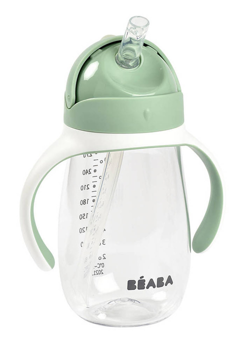 Kubek niekapek Butelka tritanowa ze słomką 300 ml Sage green Beaba 913533