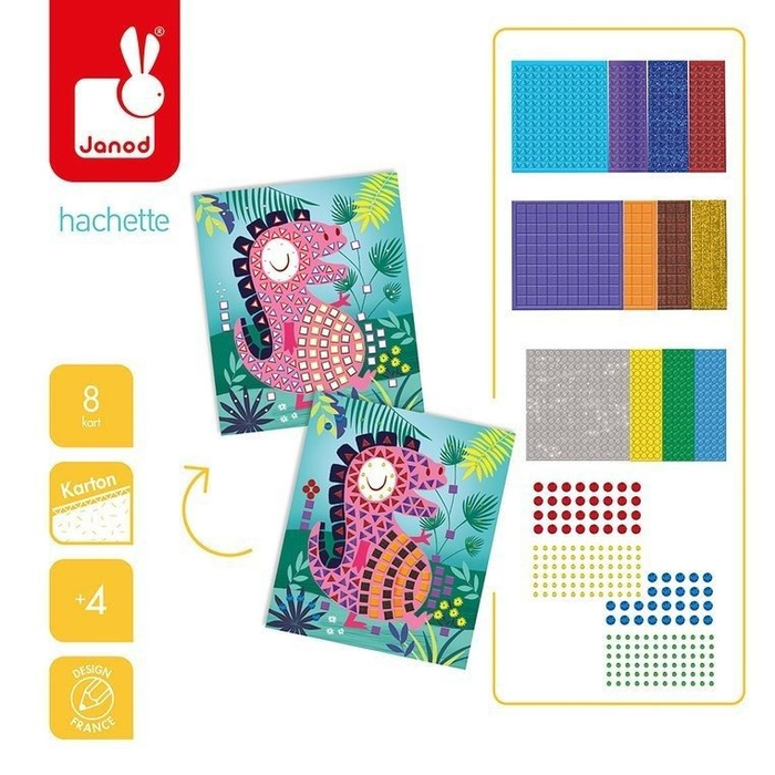 Zestaw kreatywny Mozaika Dinozaury 4+, Janod J07903