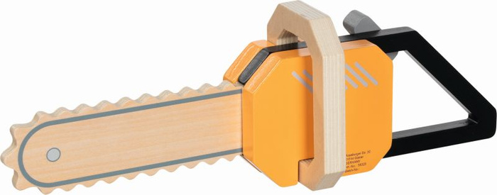 Drewniana piła łańcuchowa z dźwiękiem do warsztatu dla dzieci 58323 Goki mały majsterkowicz