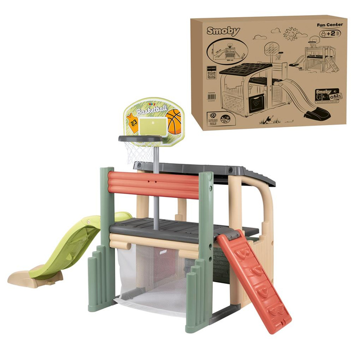 Centrum Zabawy Smoby 840206 wszechstronny Plac zabaw z koszem bramką i ścianką wspinaczkową dla dzieci