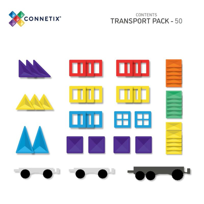 Klocki magnetyczne Rainbow Transport Pack 50 el. Connetix 00050-TR