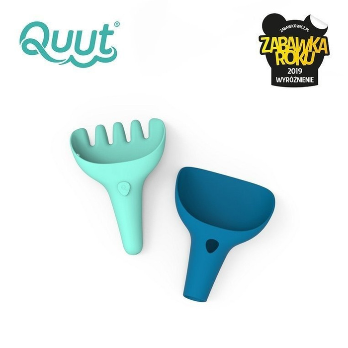 Komplet zabawek do piasku łopatka + grabki Raki Dark Blue + Vintage Blue Quut