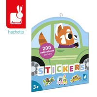 Naklejki wielorazowe na arkuszach 200 szt. Pojazdy Janod J09196