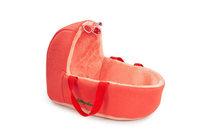 Lalka aktywizująca dzidziuś w gondoli z komforterem i butelką mleka Lena 83375 Lilliputiens