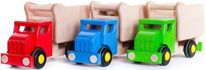 Wywrotka - drewniany samochód z klockami do sortowania, 42110-Bajo, zabawki edukacyjne