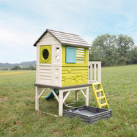 Domek na palach z piaskownicą i zjeżdżalnią Smoby 810801 przestrzeń do aktywnej zabawy na świeżym powietrzu