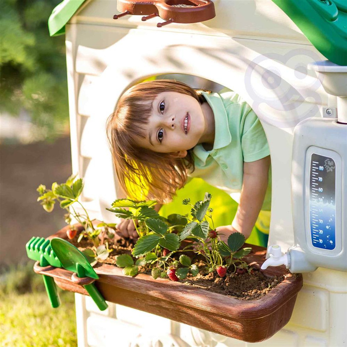 Domek ogrodowy Eco FEBER 13004 Karmnik Segregacja odpadów Imitacja panelu słonecznego do kratywnej zabawy dla dzieci