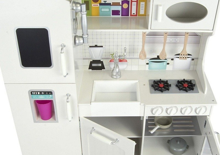 Duża kuchnia drewniana "Biała zabudowa" - kuchnie dla dzieci