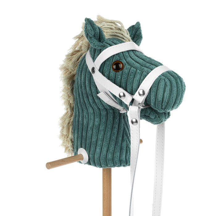 Turkusowy koń na kiju z kółeczkami do zabawy w domu i plenerze Hobby Horse Mumbee 53304