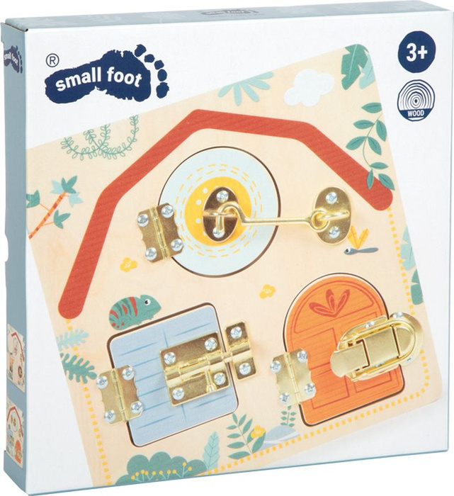 Drewniana tablica edukacyjna zatrzaski i zamki Safari Small Foot 12460