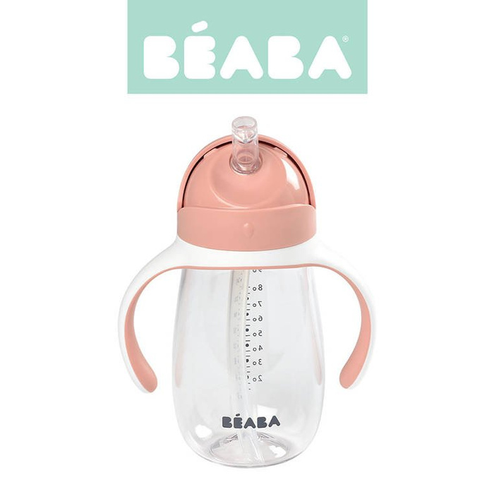 Kubek niekapek Butelka tritanowa ze słomką 300 ml old pink Beaba 913480