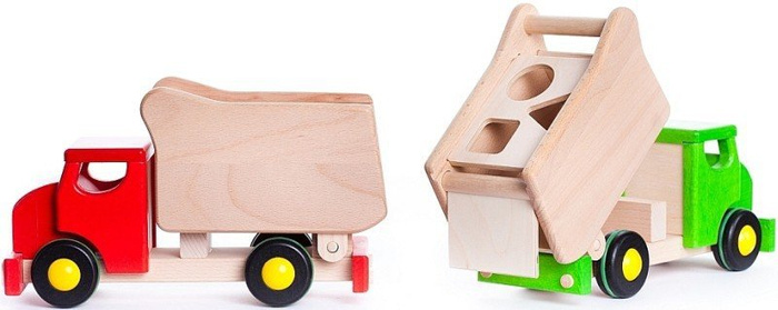 Wywrotka - drewniany samochód z klockami do sortowania, 42110-Bajo, zabawki edukacyjne