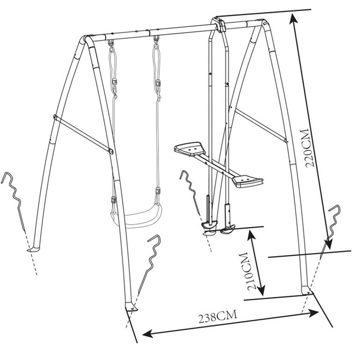 Huśtawki ogrodowe pojedyncza i podwójna dla dzieci AXI A030.245.00 stabline z metalowym stelażem