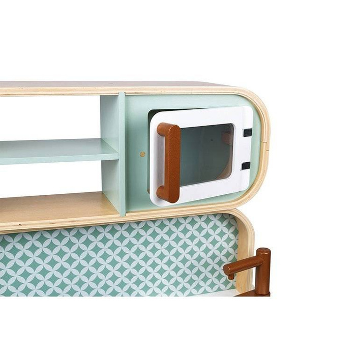 Dwustronna drewniana kuchnia z pralką 2w1 z dźwiękiem światłem LED i 8 akcesoriami Janod J06594