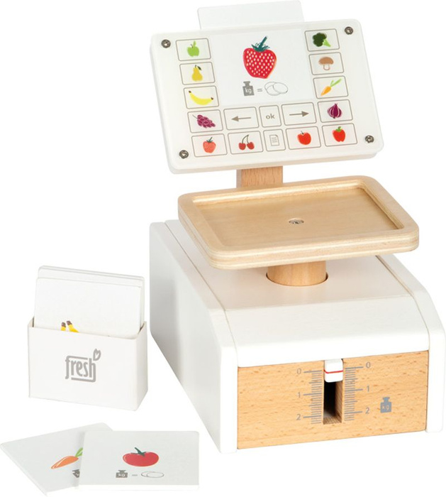 Drewniana waga sklepowa kuchenna dla dzieci Fresh Small Foot 12418 zabawa w kuchnię sklep