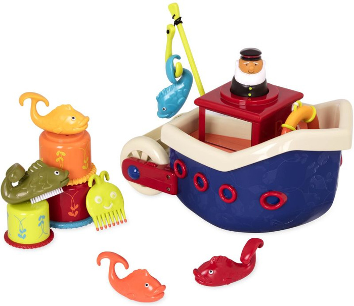 Zestaw zabawek do kąpieli statek rybacki Fish & Splish B.Toys BX2204Z zabawy w łazience na plaży