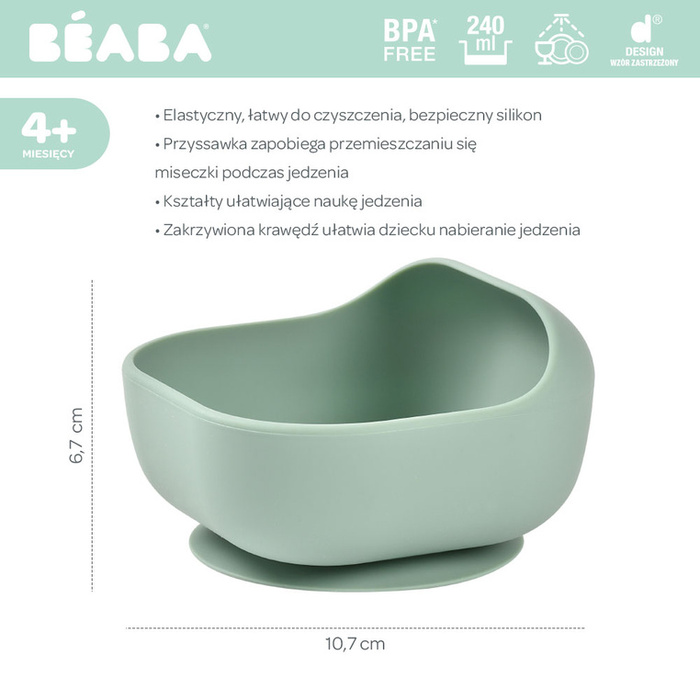 Silikonowa miseczka z przyssawką Sage green Beaba 913547