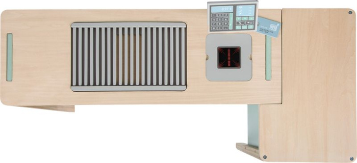 Drewniany sklep dla dzieci i kuchnia 2w1 szałwia zielona Small Foot 12688 odgrywanie ról