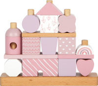 Klocki dla dzieci układanka na drewnianych palikach Różowy domek Small Foot 12713 