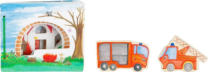 Drewniana książka dla dzieci z figurkami Straż pożarna 12040-SFD-Small Foot Design, zabawki edukacyjne