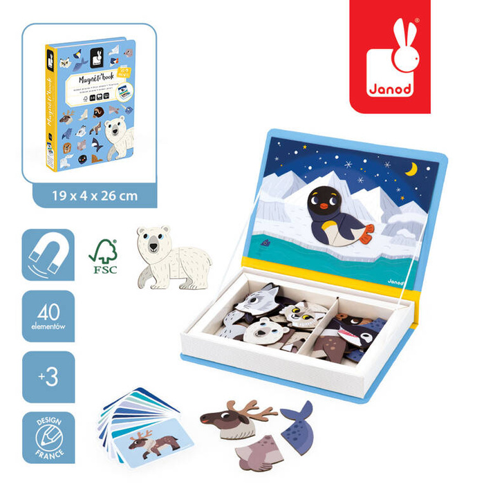 Układanka magnetyczna dla dzieci Zwierzęta polarne Magnetibook J02599 Janod