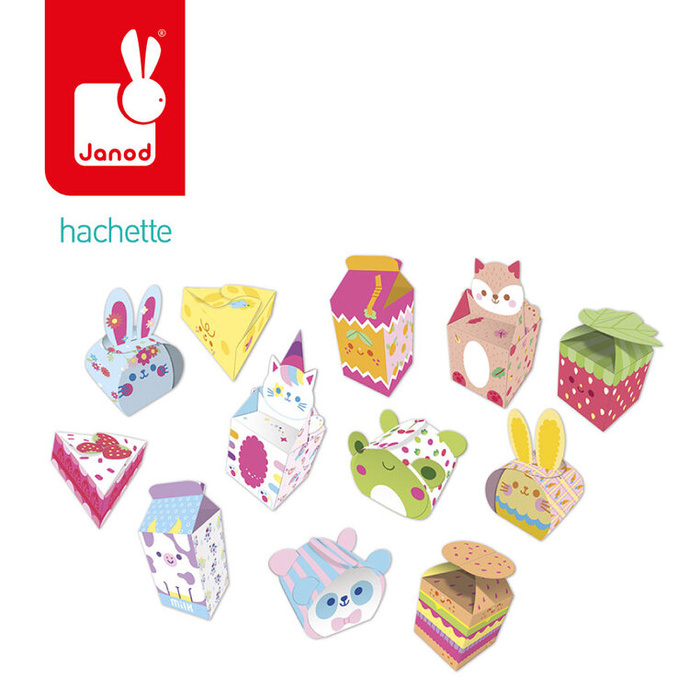 Zestaw kreatywny 12 pudełek z papieru kawaii do samodzielnego wykonania Janod J09164