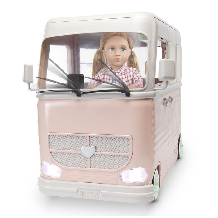 Kamper kempingowy z wyposażeniem dla lalek 55 elementów Country Cruising Camper Set Our Generation BD35163Z