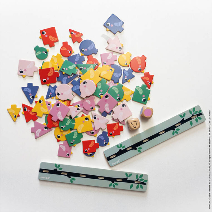 Układanka drewniana sortowanie kolorów i kształtów Ptaki J05089 Janod