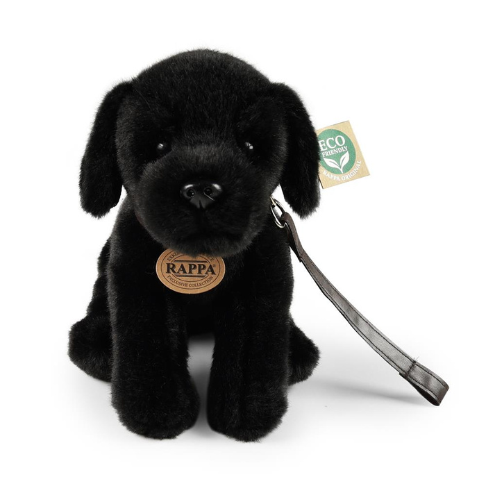 Pluszowy piesek na smyczy czarny Labrador 25 cm Rappa 240766