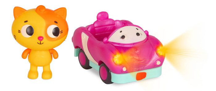 Zestaw 3 miękkich autek sensorycznych z efektem dźwiękowym i świetlnym Light Up Cars BX2314 B.toys