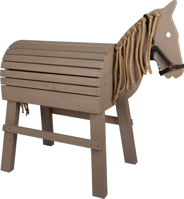 Drewniany koń dla dzieci XXL do zabawy w plenerze szary Small Foot 12693