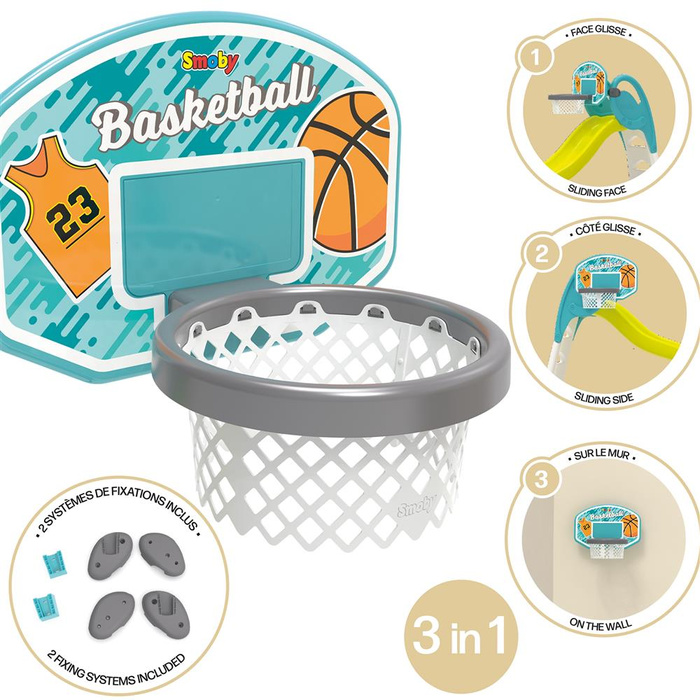 Kosz do koszykówki Smoby 820700 sportowa obręcz do rzutów na zjeżdżalnię lub ścianę