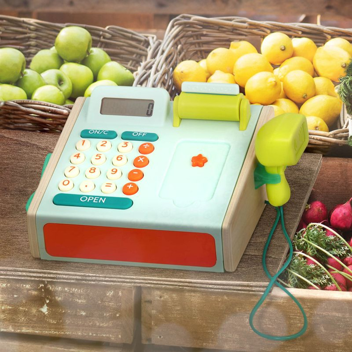 Kasa fiskalna ze skanerem i czytnikiem kart płatniczych Mini Cashier Playset B.Toys BX1934Z zabawy dla dzieci