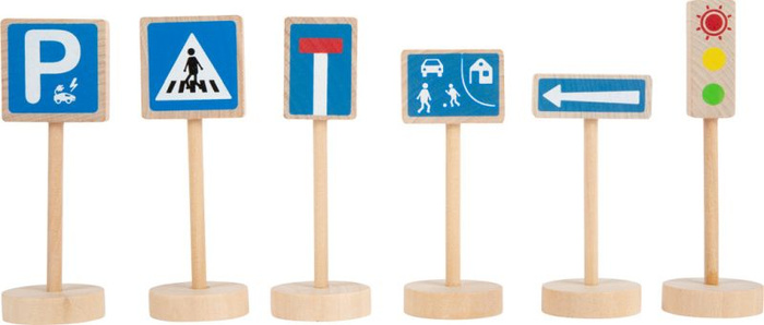 Zestaw znaków drogowych do zabawy dla dzieci Small Foot 11736 drewniane zabawki dla dzieci