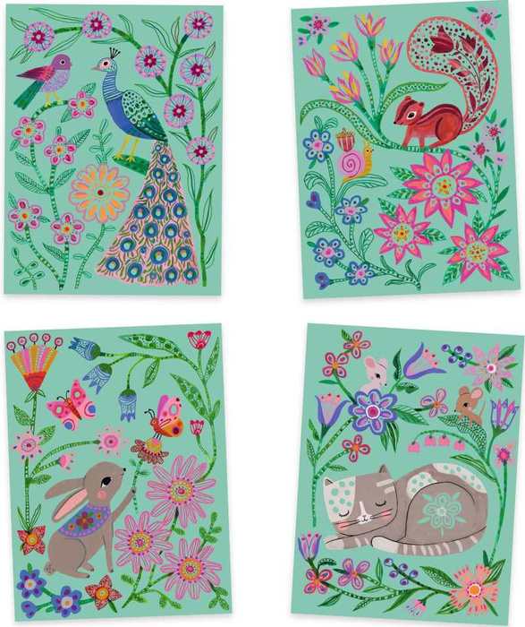 Wydrapywanka Spotkania zwierzątek DJ09717-Djeco, zestaw artystyczny dla dzieci