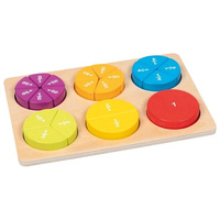 Łamigłówka do nauki ułamków Układanka drewniana Goki 59960 gry edukacyjne dla dzieci