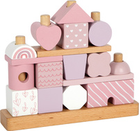 Klocki dla dzieci układanka na drewnianych palikach Różowy domek Small Foot 12713 