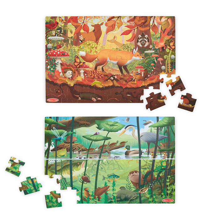 Dwustronne puzzle podłogowe Let’s Explore szukaj i znajdź 48 el. Melissa & Doug 30833