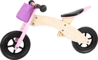 Drewniany rowerek biegowy trójkołowy regulowany z fioletowym koszyczkiem MAXI 11611 Small Foot