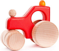 Drewniany samochód z ruchomym elementem "Walec parowy", 41610-BAJO - samochody zabawki
