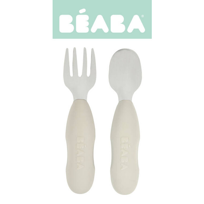 Zestaw pierwszych sztućców ze stali nierdzewnej Velvet grey Beaba 913581